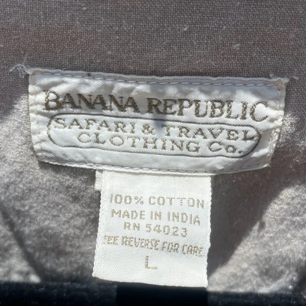 Banana Republic Safari Travel Shirt Large Men's Cotton Utility Flap